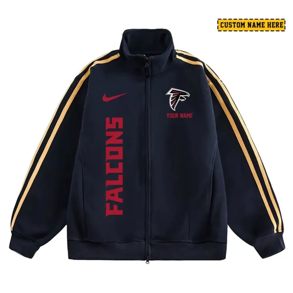 Atlanta Falcons Men's Jackets Trend Striped Stand-up Collar Baseball SPTJTSDUCB034 - Image 2