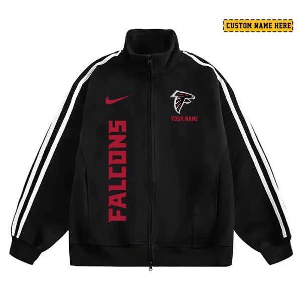 Atlanta Falcons Men's Jackets Trend Striped Stand-up Collar Baseball SPTJTSDUCB034 - Image 3