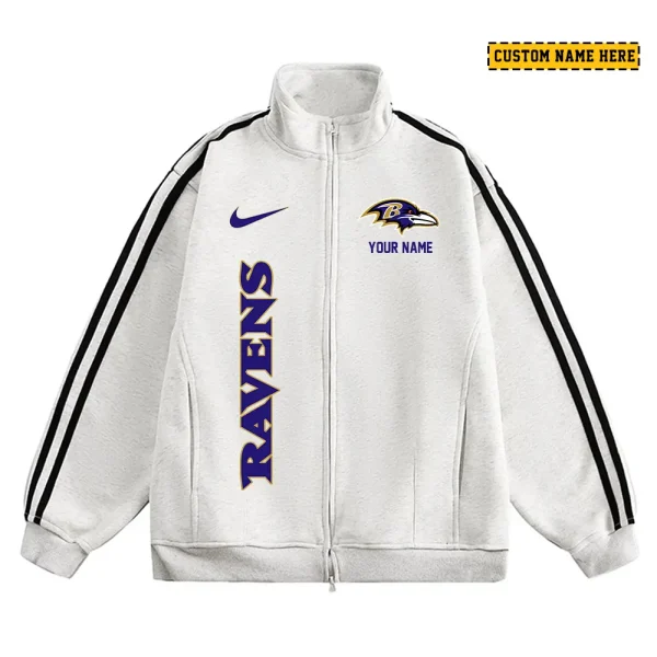 Baltimore Ravens Men's Jackets Trend Striped Stand-up Collar Baseball SPTJTSDUCB035