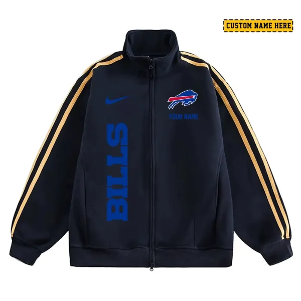 Buffalo Bills Men's Jackets Trend Striped Stand-up Collar Baseball SPTJTSDUCB036