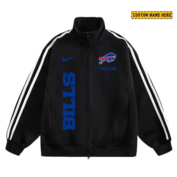 Buffalo Bills Men's Jackets Trend Striped Stand-up Collar Baseball SPTJTSDUCB036 - Image 2