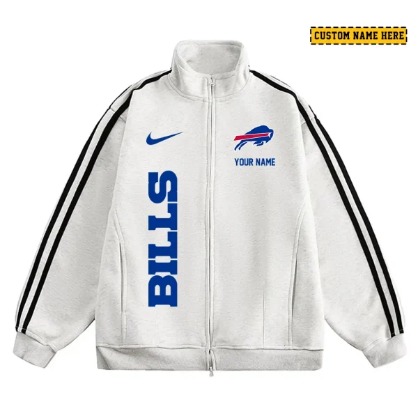 Buffalo Bills Men's Jackets Trend Striped Stand-up Collar Baseball SPTJTSDUCB036 - Image 3