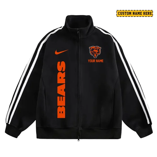 Chicago Bears Men's Jackets Trend Striped Stand-up Collar Baseball SPTJTSDUCB038