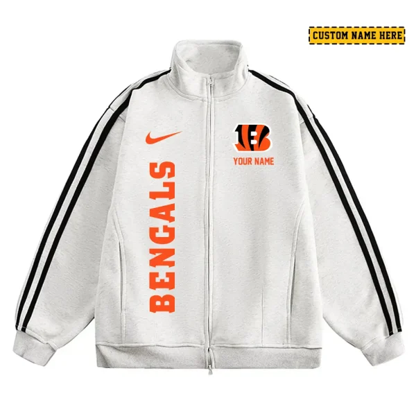 Cincinnati Bengals Men's Jackets Trend Striped Stand-up Collar Baseball SPTJTSDUCB039