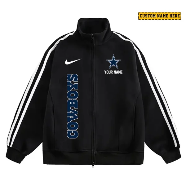Dallas Cowboys Men's Jackets Trend Striped Stand-up Collar Baseball SPTJTSDUCB041