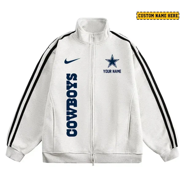 Dallas Cowboys Men's Jackets Trend Striped Stand-up Collar Baseball SPTJTSDUCB041 - Image 3