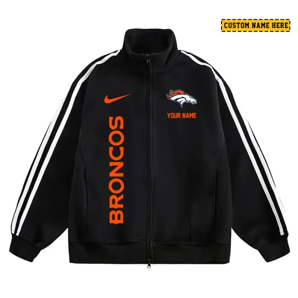 Denver Broncos Men's Jackets Trend Striped Stand-up Collar Baseball SPTJTSDUCB042