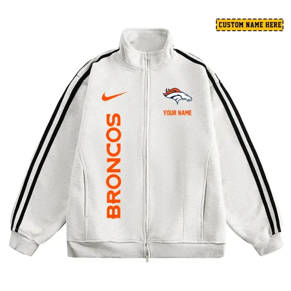 Denver Broncos Men's Jackets Trend Striped Stand-up Collar Baseball SPTJTSDUCB042 - Image 2