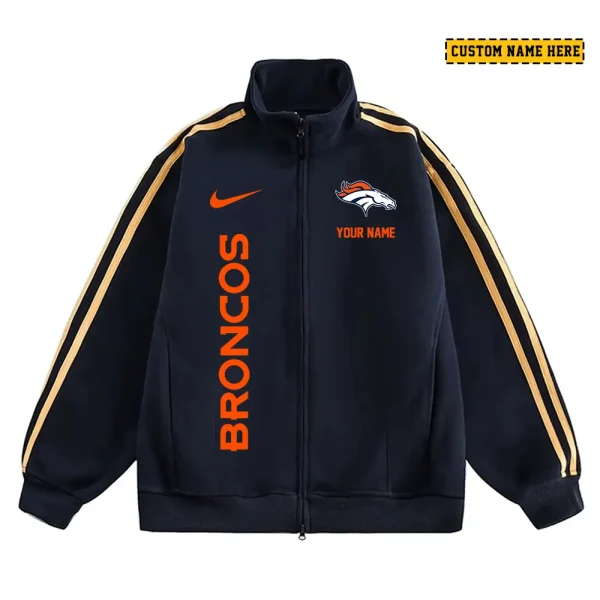 Denver Broncos Men's Jackets Trend Striped Stand-up Collar Baseball SPTJTSDUCB042 - Image 3