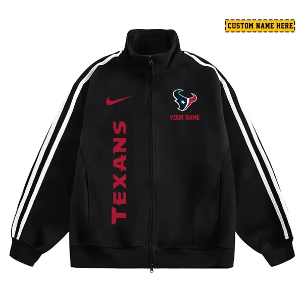 Houston Texans Men's Jackets Trend Striped Stand-up Collar Baseball SPTJTSDUCB045 - Image 2