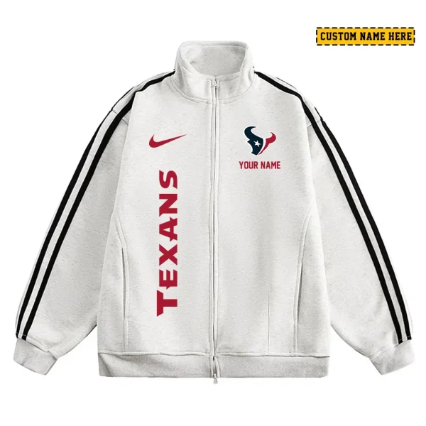 Houston Texans Men's Jackets Trend Striped Stand-up Collar Baseball SPTJTSDUCB045 - Image 3
