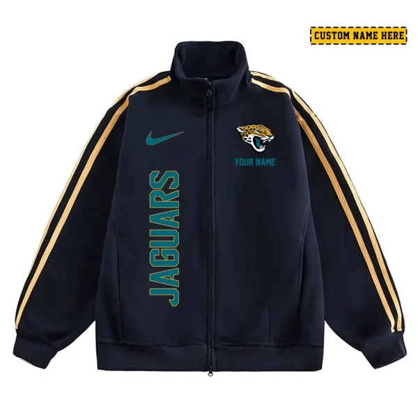 Jacksonville Jaguars Men's Jackets Trend Striped Stand-up Collar Baseball SPTJTSDUCB047
