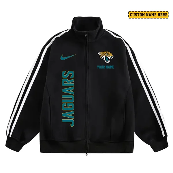 Jacksonville Jaguars Men's Jackets Trend Striped Stand-up Collar Baseball SPTJTSDUCB047 - Image 2