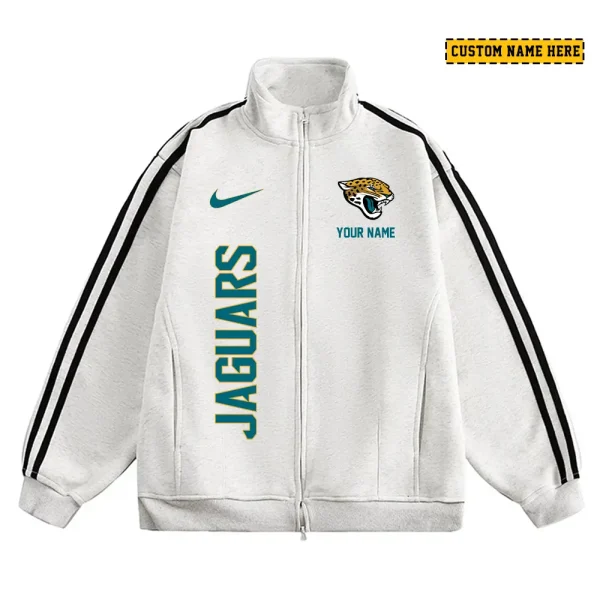 Jacksonville Jaguars Men's Jackets Trend Striped Stand-up Collar Baseball SPTJTSDUCB047 - Image 3