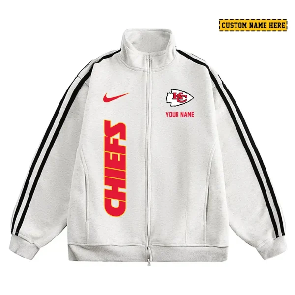 Kansas City Chiefs Men's Jackets Trend Striped Stand-up Collar Baseball SPTJTSDUCB048