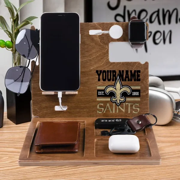 New Orleans Saints  Wooden Docking Station Gift For Fan SPTWOODENDS002