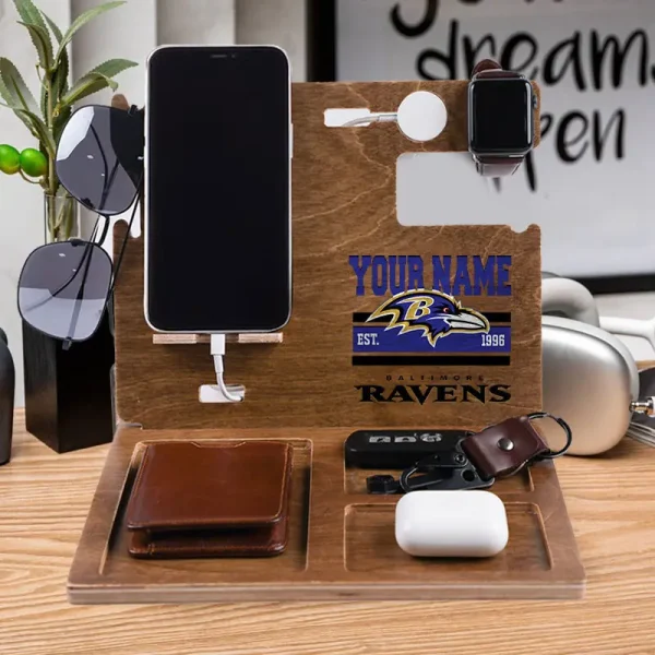 Baltimore Ravens Wooden Docking Station Gift For Fan SPTWOODENDS004