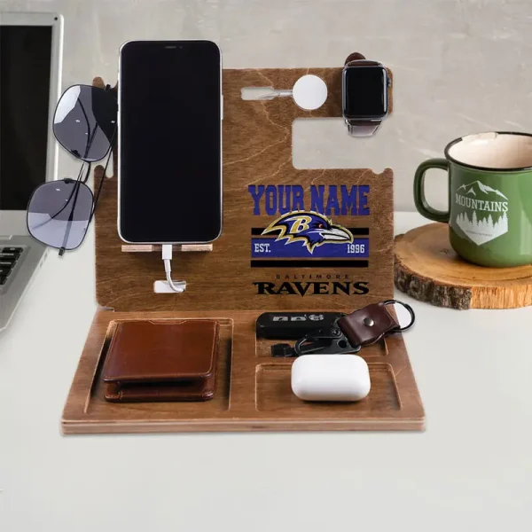 Baltimore Ravens Wooden Docking Station Gift For Fan SPTWOODENDS004 - Image 3