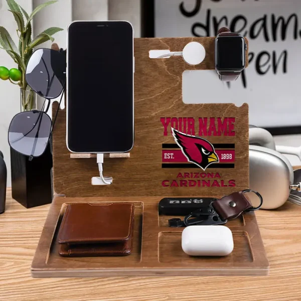 Arizona Cardinals Wooden Docking Station Gift For Fan SPTWOODENDS005