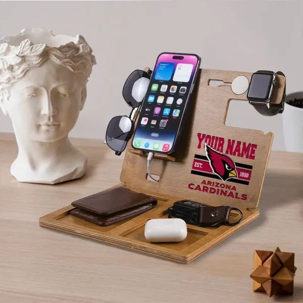 Arizona Cardinals Wooden Docking Station Gift For Fan SPTWOODENDS005 - Image 2