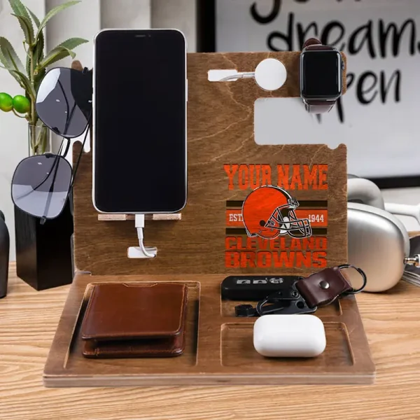 Cleveland Browns Wooden Docking Station Gift For Fan SPTWOODENDS006