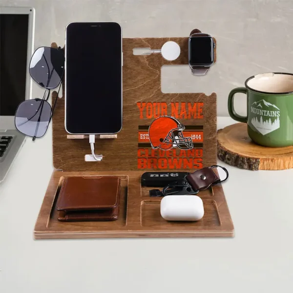 Cleveland Browns Wooden Docking Station Gift For Fan SPTWOODENDS006 - Image 3