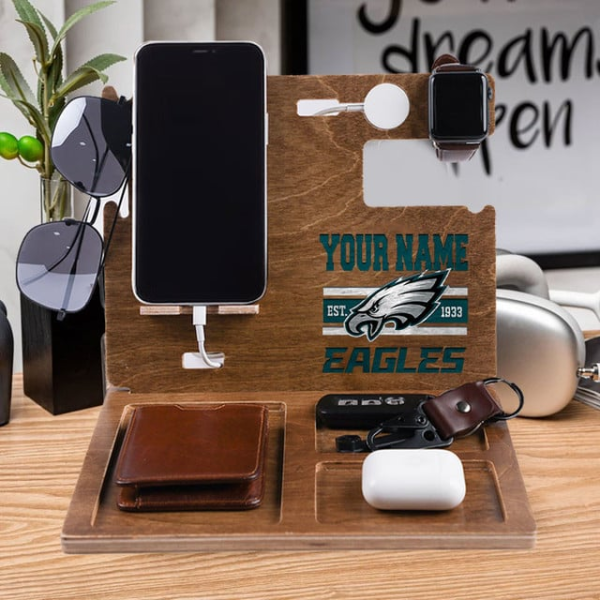 Philadelphia Eagles Wooden Docking Station Gift For Fan SPTWOODENDS008