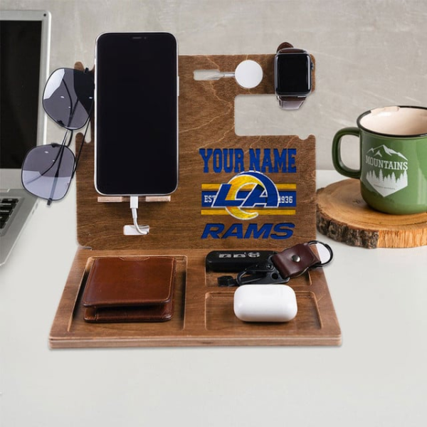 Los Angeles Rams Wooden Docking Station Gift For Fan SPTWOODENDS010 - Image 2