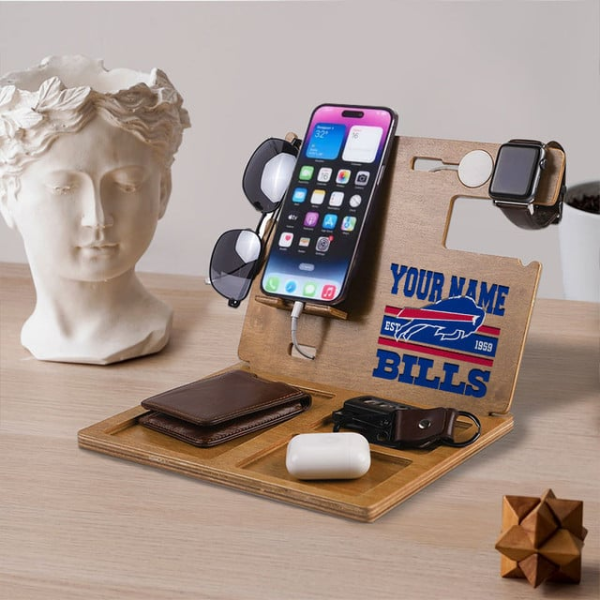 Buffalo Bills Wooden Docking Station Gift For Fan SPTWOODENDS014 - Image 3