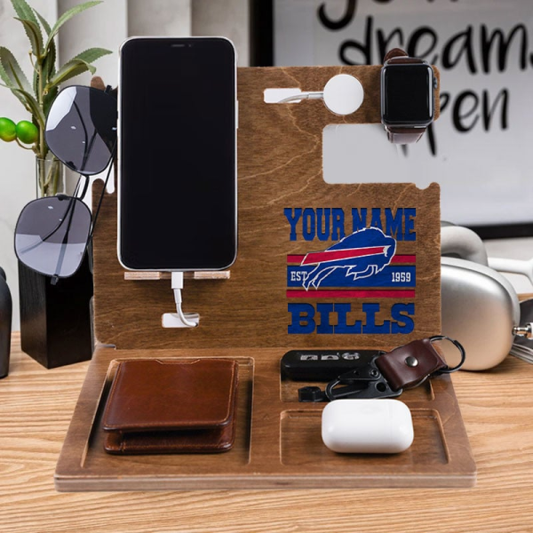 Buffalo Bills Wooden Docking Station Gift For Fan SPTWOODENDS014