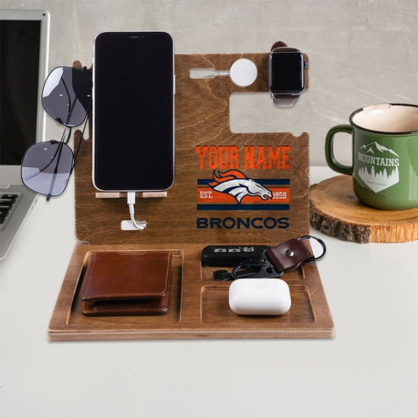 Denver Broncos Wooden Docking Station Gift For Fan SPTWOODENDS016 - Image 2