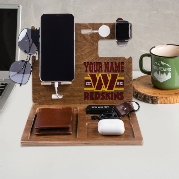 Washington Commanders Wooden Docking Station Gift For Fan SPTWOODENDS017 - Image 2
