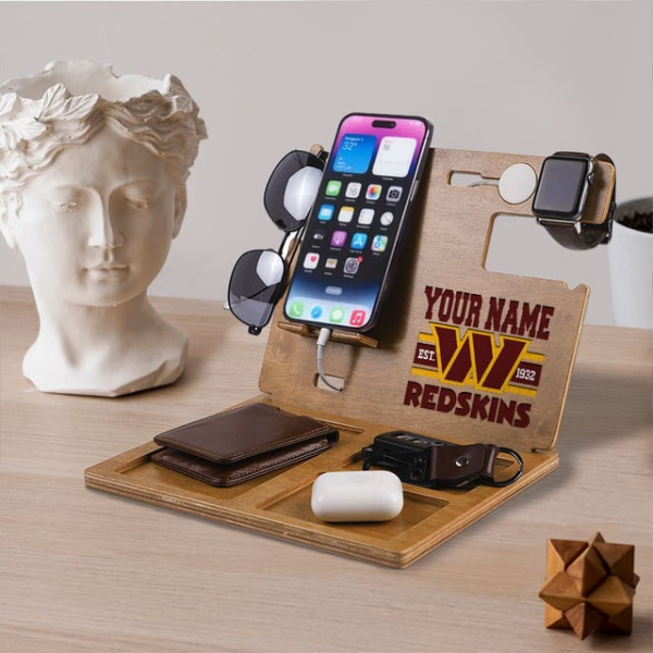 Washington Commanders Wooden Docking Station Gift For Fan SPTWOODENDS017 - Image 3