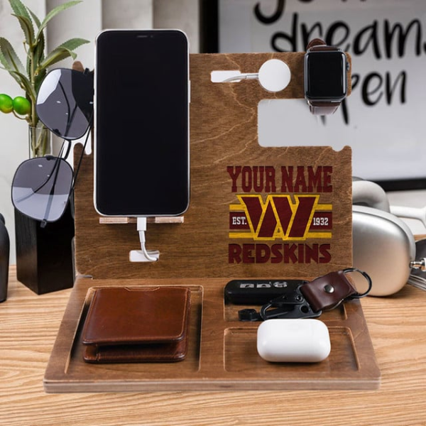 Washington Commanders Wooden Docking Station Gift For Fan SPTWOODENDS017