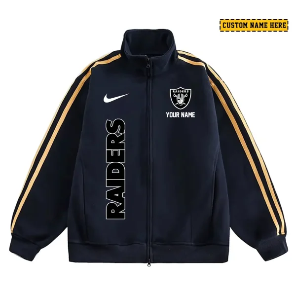 Las Vegas Raiders Men's Jackets Trend Striped Stand-up Collar Baseball SPTJTSDUCB049