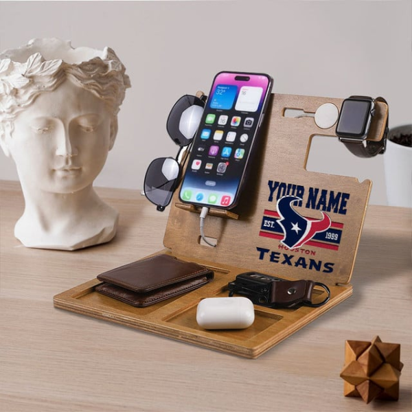Houston Texans Wooden Docking Station Gift For Fan SPTWOODENDS021 - Image 3