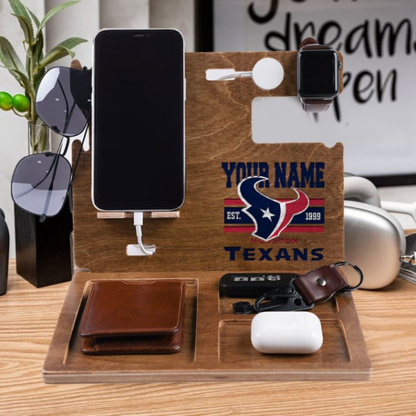 Houston Texans Wooden Docking Station Gift For Fan SPTWOODENDS021
