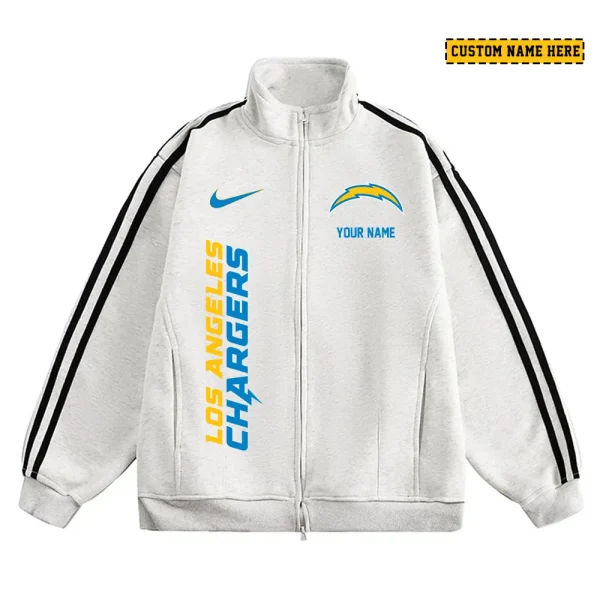 Los Angeles Chargers Men's Jackets Trend Striped Stand-up Collar Baseball SPTJTSDUCB050
