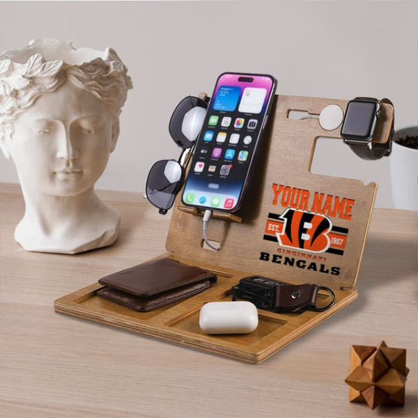 Cincinnati Bengals Wooden Docking Station Gift For Fan SPTWOODENDS022 - Image 3