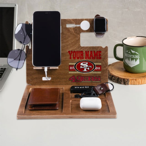San Francisco 49ers Wooden Docking Station Gift For Fan SPTWOODENDS027 - Image 2