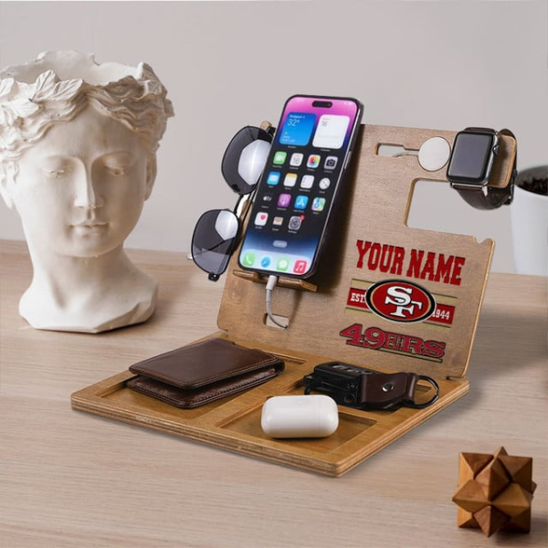 San Francisco 49ers Wooden Docking Station Gift For Fan SPTWOODENDS027 - Image 3
