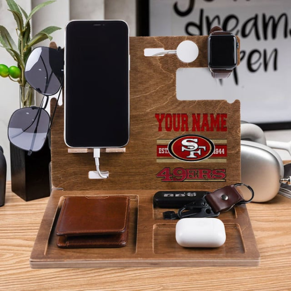 San Francisco 49ers Wooden Docking Station Gift For Fan SPTWOODENDS027