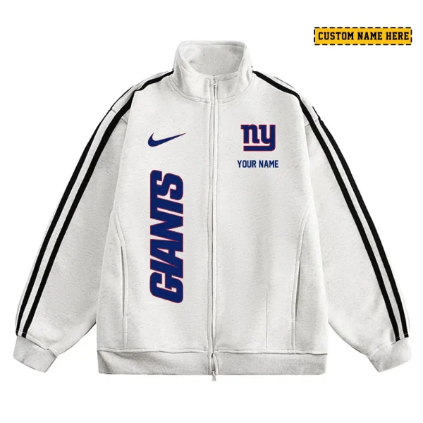 New York Giants Men's Jackets Trend Striped Stand-up Collar Baseball SPTJTSDUCB056 - Image 3