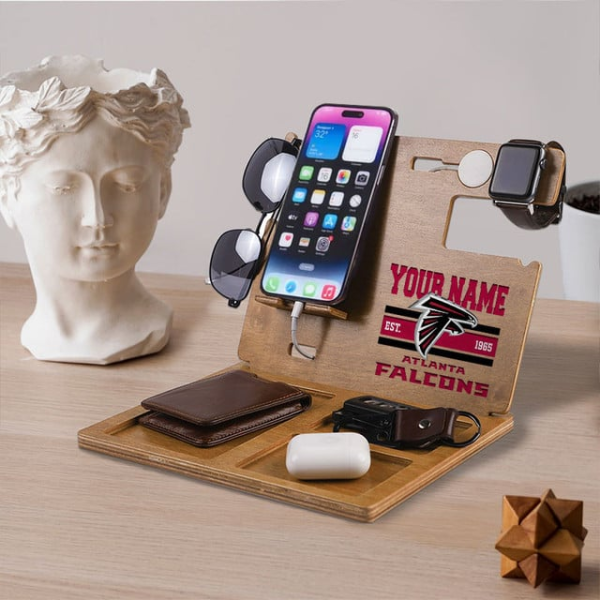 Atlanta Falcons Wooden Docking Station Gift For Fan SPTWOODENDS029 - Image 3