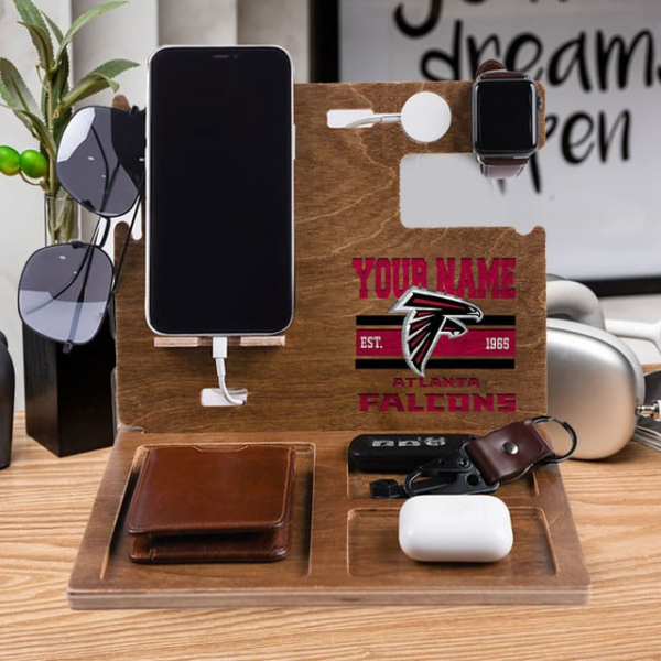 Atlanta Falcons Wooden Docking Station Gift For Fan SPTWOODENDS029