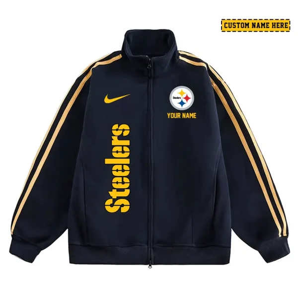Pittsburgh Steelers Men's Jackets Trend Striped Stand-up Collar Baseball SPTJTSDUCB059