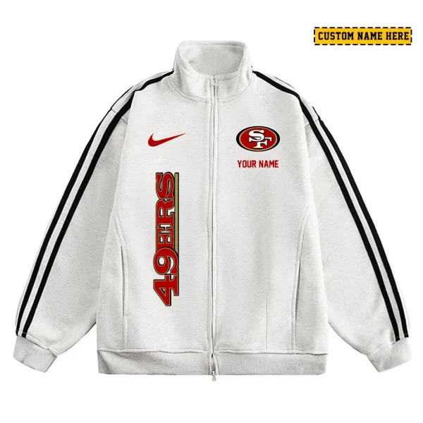 San Francisco 49ers Men's Jackets Trend Striped Stand-up Collar Baseball SPTJTSDUCB060