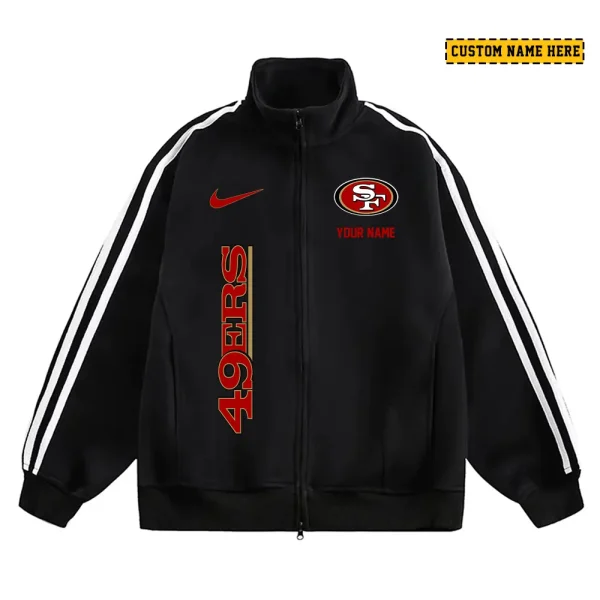 San Francisco 49ers Men's Jackets Trend Striped Stand-up Collar Baseball SPTJTSDUCB060 - Image 2