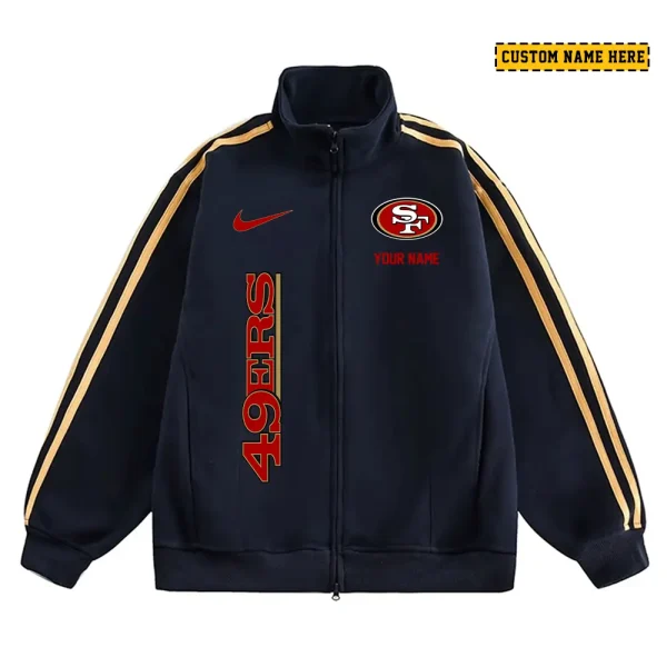 San Francisco 49ers Men's Jackets Trend Striped Stand-up Collar Baseball SPTJTSDUCB060 - Image 3