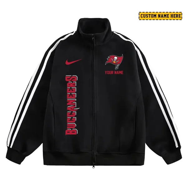 Tampa Bay Buccaneers Men's Jackets Trend Striped Stand-up Collar Baseball SPTJTSDUCB062 - Image 2